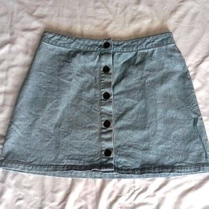 Forever21 Light Blue Denim Button-up Skirt